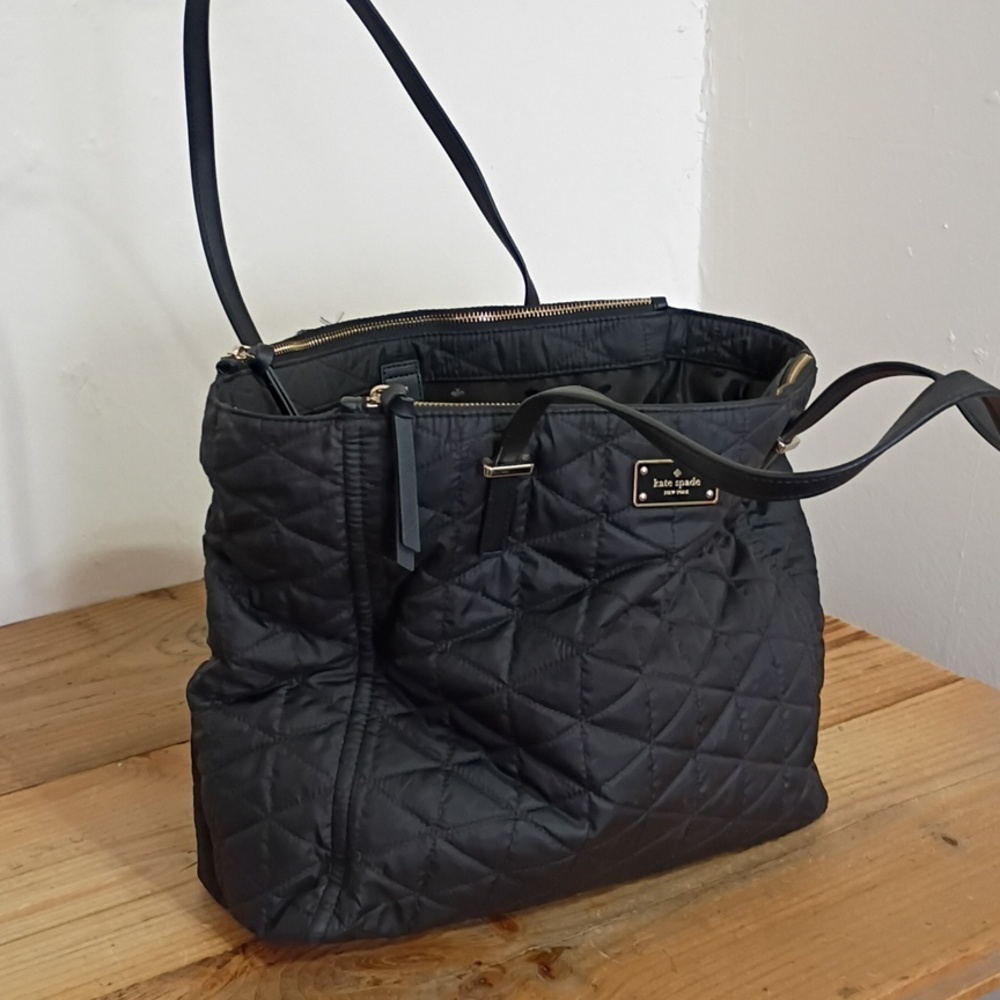 Kate Spade Black Quilted Large Multi Pocket Bag